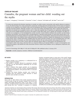 Cannabis, the Pregnant Woman and Her Child: Weeding out the Myths