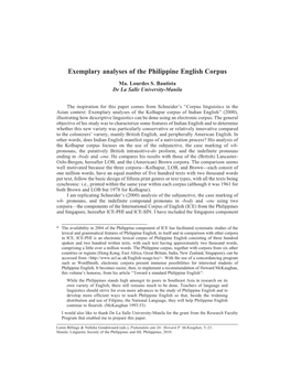 Exemplary Analyses of the Philippine English Corpus