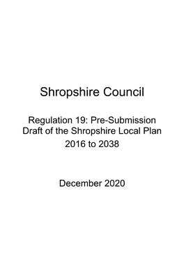 Regulation 19: Pre-Submission Draft of the Shropshire Local Plan 2016 to 2038
