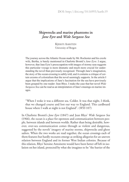 Shipwrecks and Marine Phantoms in Jane Eyre and Wide Sargasso Sea