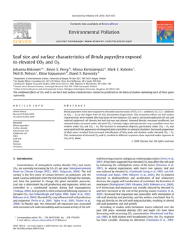 Leaf Size and Surface Characteristics of Betula Papyrifera Exposed to Elevated CO2 and O3 Johanna Riikonen A,*, Kevin E