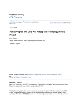 James Veghte: the Cold War Aerospace Technology History Project