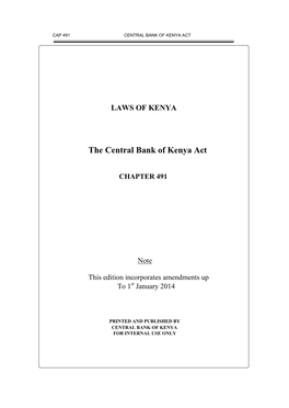The Central Bank of Kenya Act