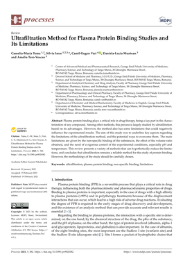 Ultrafiltration Method for Plasma Protein Binding Studies and Its