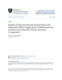 Studies of Titanium Dioxide Nanoparticles and Surfactants Effects, Singly and in Combinations, on Luminescence Intensity of Some Aromatic Compounds