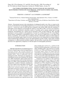 Factors Contributing to Success of Island Fox Reintroductions on San Miguel and Santa Rosa Islands, California