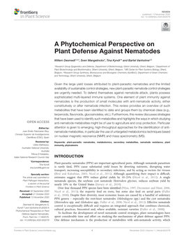 A Phytochemical Perspective on Plant Defense Against Nematodes