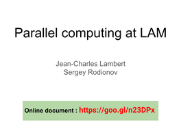 Parallel Computing at LAM