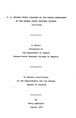 F. L. Gilson--First Chairman of the Speech Department At