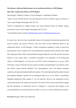 The Influence of Ph and Fluid Dynamics on the Antibacterial Efficacy of 45S5 Bioglass