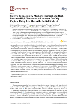 Siderite Formation by Mechanochemical and High Pressure–High Temperature Processes for CO2 Capture Using Iron Ore As the Initial Sorbent