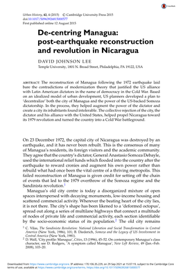 Post-Earthquake Reconstruction and Revolution in Nicaragua