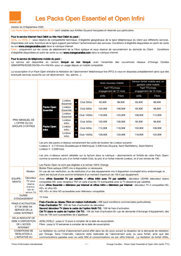 Les Packs Open Essentiel Et Open Infini