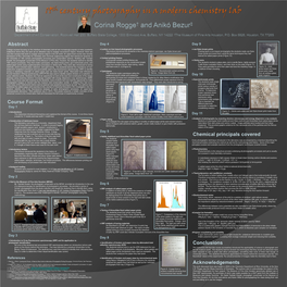 Course Format Abstract Chemical Principals Covered