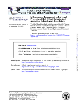 Inflammasome-Independent and Atypical Processing of IL-1Β