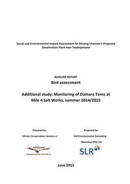 Monitoring of Damara Terns at Mile 4 Salt Works, Summer 2014/2015