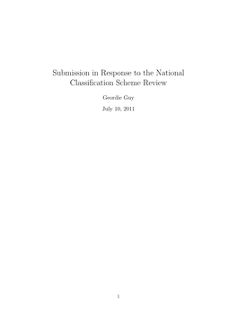 Submission in Response to the National Classification Scheme