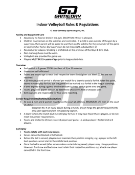 Indoor Volleyball Rules & Regulations