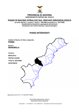 Piano Degli Interventi Per La Mitigazione Del Rischio Idrogeologico 2 5.1 Premessa