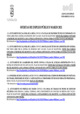 Ofertas De Empleo Público Marzo 2021