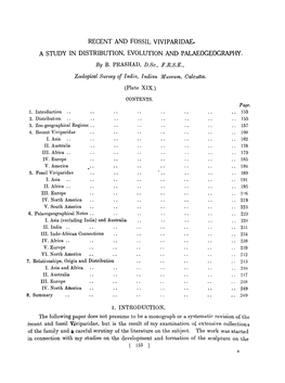 Recent and Fossil Viviparidae. a Study in Distribution, Evolution and Palaeogeography