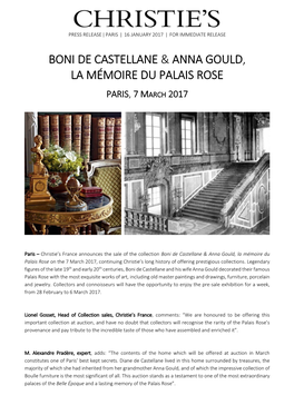 Boni De Castellane & Anna Gould, La Mémoire Du Palais Rose