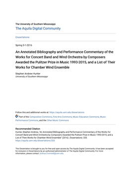 An Annotated Bibliography and Performance Commentary of The