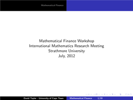 Mathematical Finance