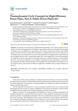 Thermodynamic Cycle Concepts for High-Efficiency Power Plans. Part A: Public Power Plants