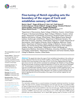 Fine-Tuning of Notch Signaling Sets the Boundary of the Organ of Corti And