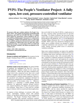 PVP1–The People's Ventilator Project: a Fully Open, Low-Cost