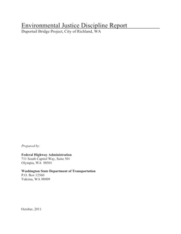 Environmental Justice Discipline Report Duportail Bridge Project, City of Richland, WA