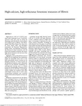 High-Calcium, High-Reflectance Limestone Resources of Illinois