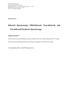 Infrared Spectroscopy—Mid-Infrared, Near-Infrared, and Far-Infrared/Terahertz Spectroscopy