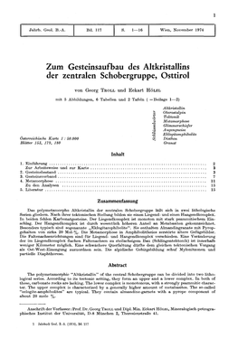 Zum Gesteinsaufbau Des Altkristallins Der Zentralen Schobergruppe, Osttirol