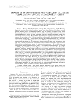 Impacts of an Exotic Disease and Vegetation Change on Foliar Calcium Cycling in Appalachian Forests