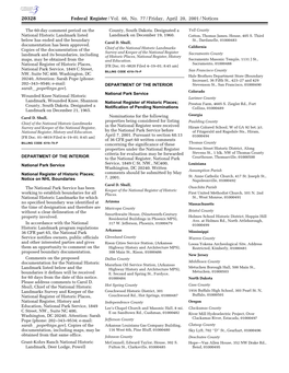 Federal Register/Vol. 66, No. 77/Friday, April 20, 2001/Notices