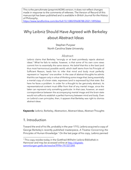 Why Leibniz Should Have Agreed with Berkeley About Abstract Ideas