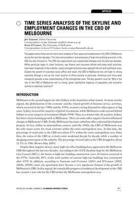 Time Series Analysis of the Skyline and Employment Changes in the CBD