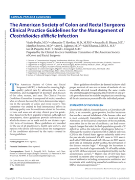 The American Society of Colon and Rectal Surgeons Clinical Practice