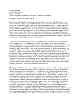Autumn Merrihew Owosso High School Owosso, Michigan Mexico, Decreasing the Spread of Toxic Meat Through Horse Slaughter