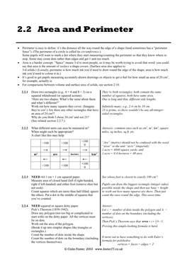 Area and Perimeter