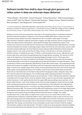 Sediment Transfer from Shelf to Abyss Through Giant Ganyons and Valleys System in Deep-Sea Carbonate Slopes (Bahamas)