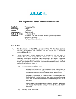 ABAC Adjudication Panel Determination No. 68/15