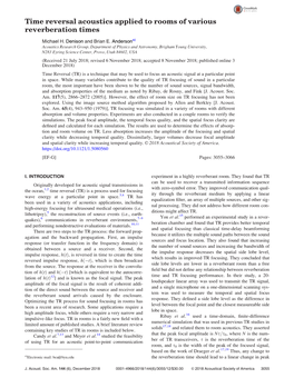 Time Reversal Acoustics Applied to Rooms of Various Reverberation Times