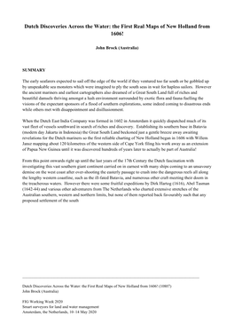 Dutch Discoveries Across the Water: the First Real Maps of New Holland from 1606!