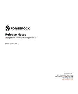 Release Notes / Forgerock Identity Management 7