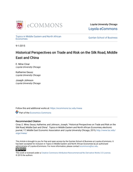 Historical Perspectives on Trade and Risk on the Silk Road, Middle East and China