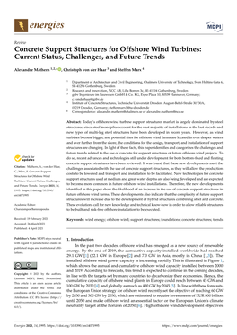 Concrete Support Structures for Offshore Wind Turbines: Current Status, Challenges, and Future Trends