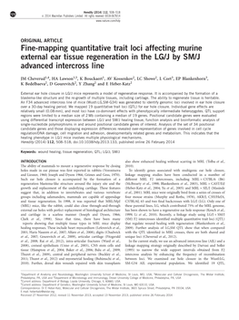 Fine-Mapping Quantitative Trait Loci Affecting Murine External Ear Tissue Regeneration in the LG/J by SM/J Advanced Intercross Line